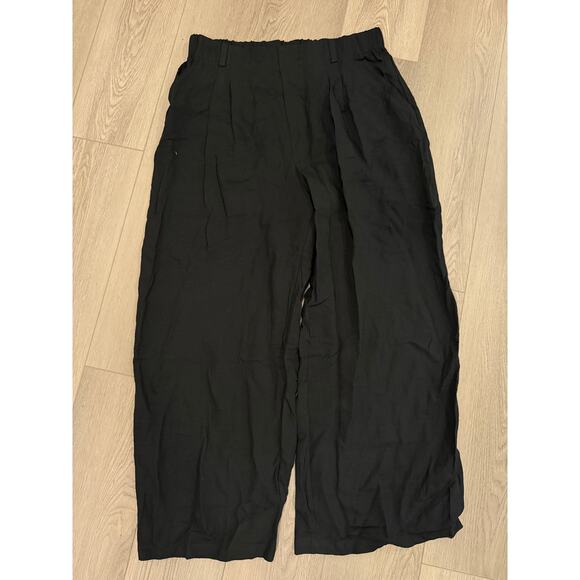 Halara Wide Leg Flowy Solid Palazzo Casual Linen Feel Pants Black XL - Picture 2 of 9